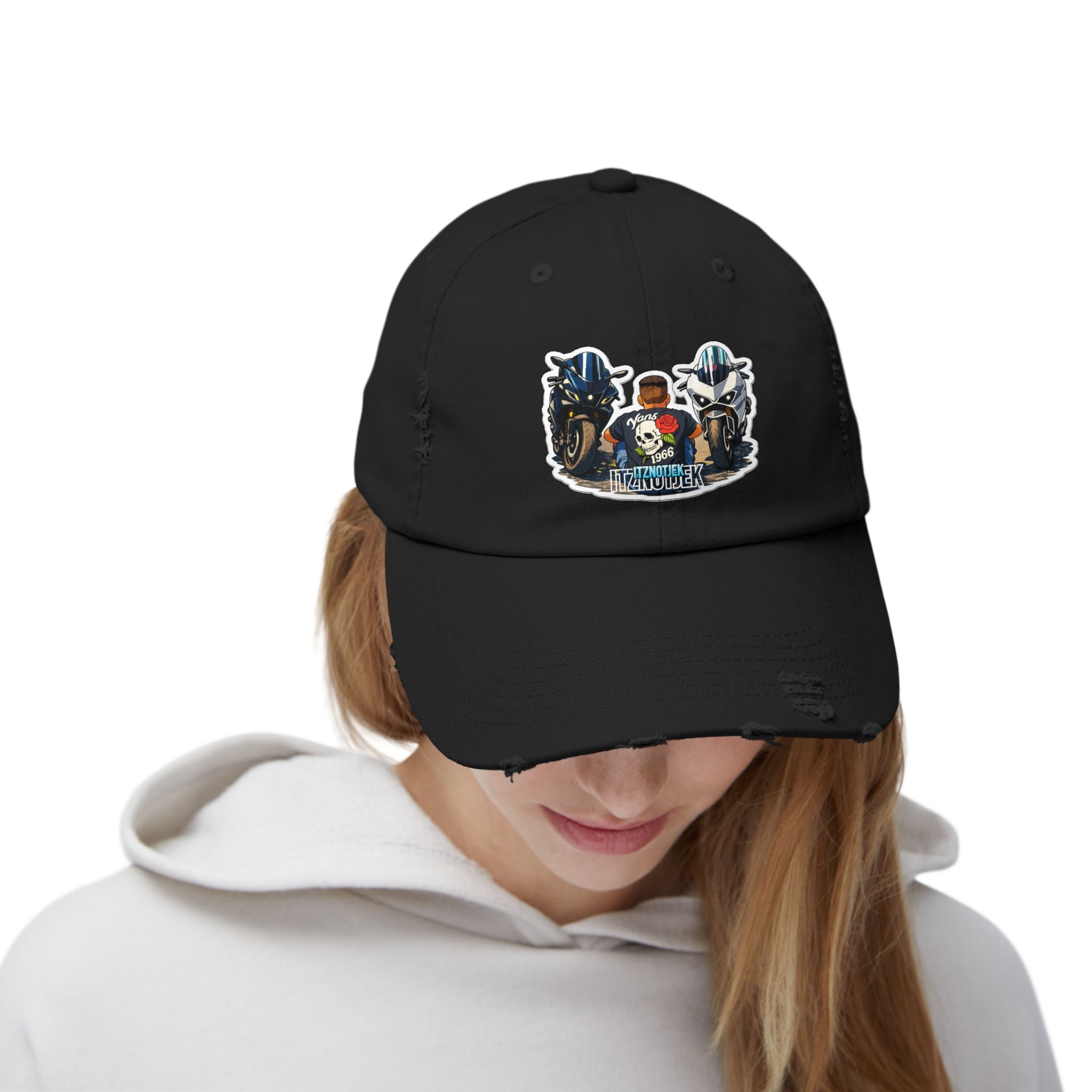 Motorcycle Skull Patch Cap