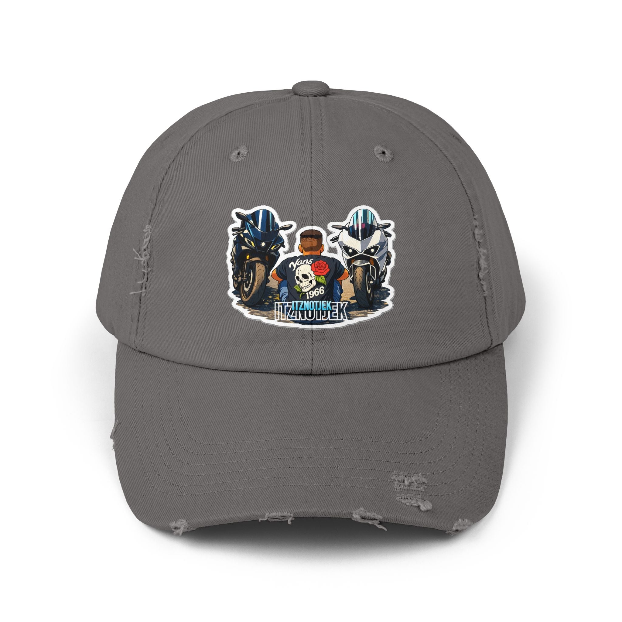 Motorcycle Skull Patch Cap