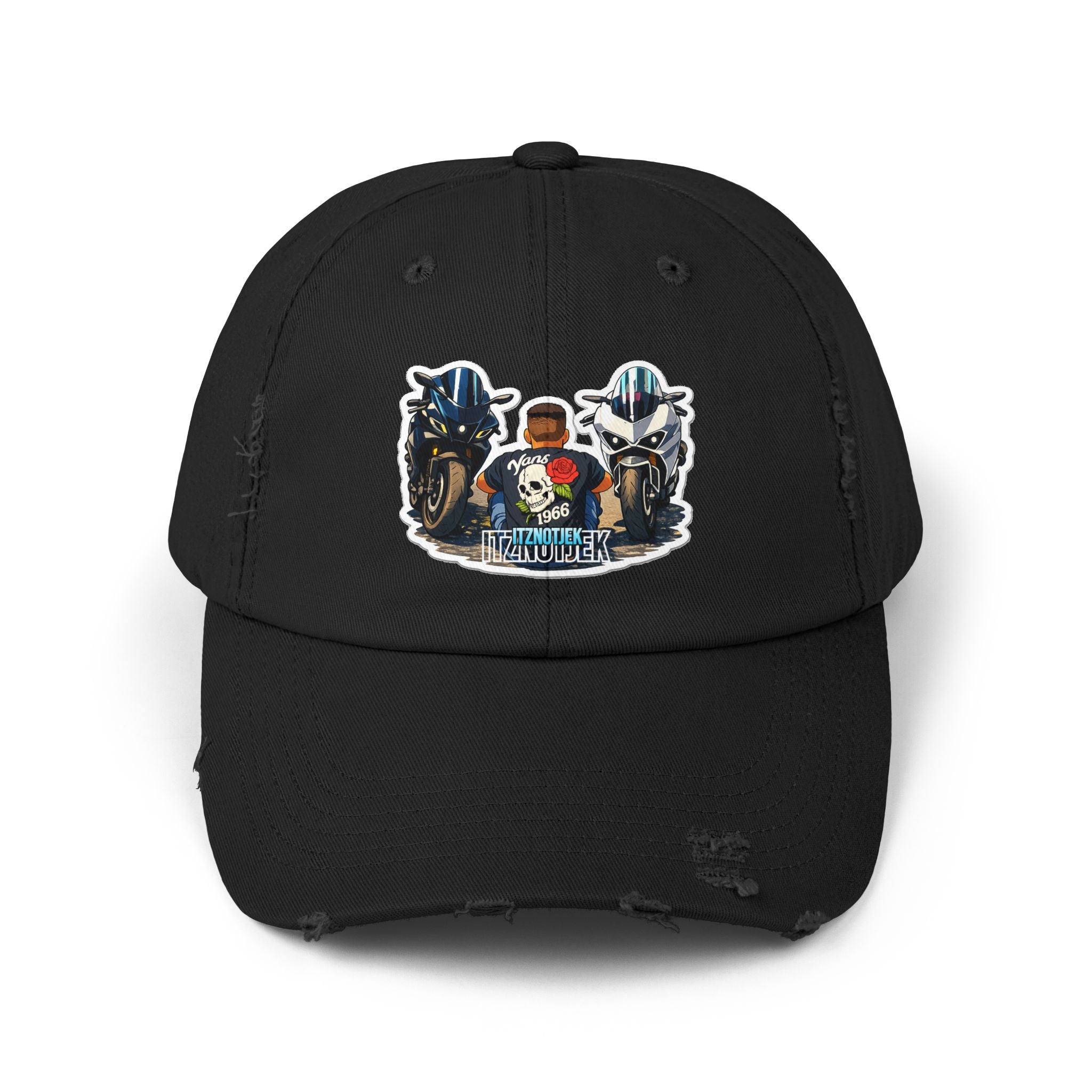 Motorcycle Skull Patch Cap